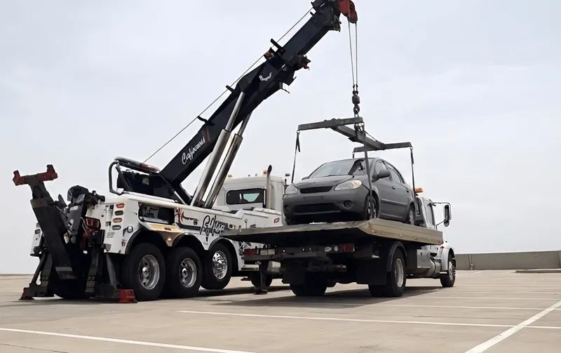 Rotator lifting a passenger vehicle